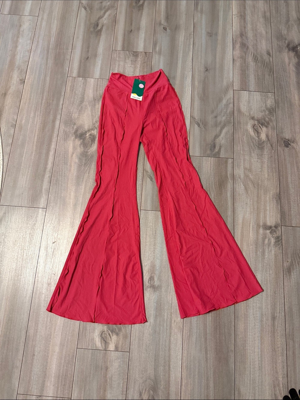 Halara XS Red Flare Wide-Leg Pants NWT